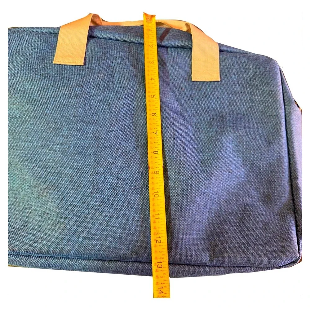 Mon Chateau Luxury Collection Blue Grey Laptop Messenger Briefcase Bag Strap New